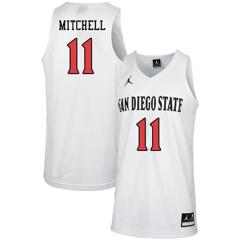 Jordan Brand Men #11 Matt Mitchell San Diego State Aztecs College Basketball Jerseys-White